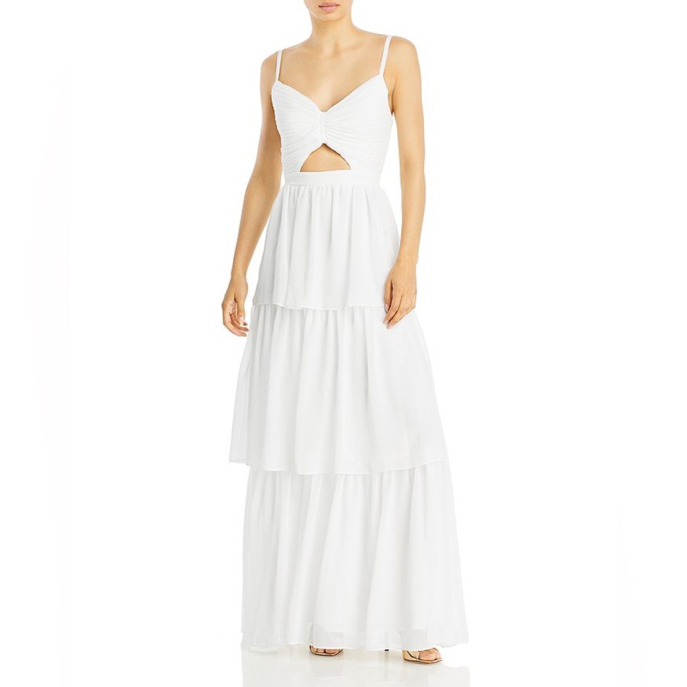 AQUA - Tiered White Maxi Dress